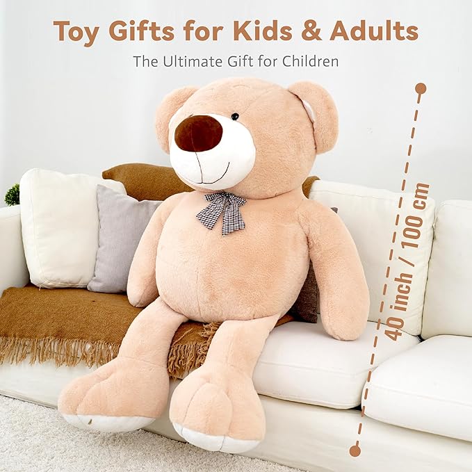 Giant Teddy Bear Stuffed Animal, Big Teddy Bear Plush, Birthday Christmas Valentine's Gift for Girlfriend & Kids, Light Brown