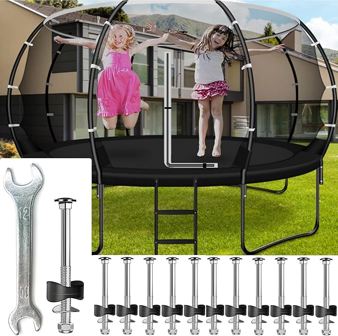 12 PCS Trampoline Screws, Long Screw Trampoline Replacement Parts, Anti-Loose Bolts and Nuts,Trampoline Accessories Stability Tool- 3"(Length)