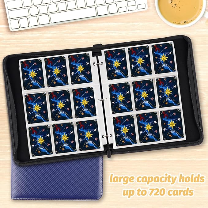 GERMUN Trading Card Binder, Premium 9 Pocket Card Binder, 720 Double Sided Pocket PU Collection Binder, Collector Album, Card Holder for MTG, TCG, Sports Cards (Dark Blue)