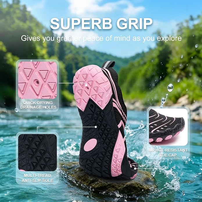 Barefoot Shoes for Women & Men, Grounded Walking Hiking Barefoot Shoes, Wide Toe Box Non-Slip Water Athletic Footwear, Comfortable Vitality Barefoot Footwear, Trail Running Sneakers Unisex
