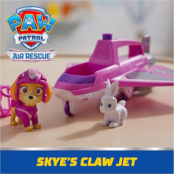 PAW Patrol: Air Rescue Skye Action Figure & Hero Claw Jet Plane with Retractable Claw, Rescue Basket & Bunny, Kids Toys for Boys & Girls Ages 3+