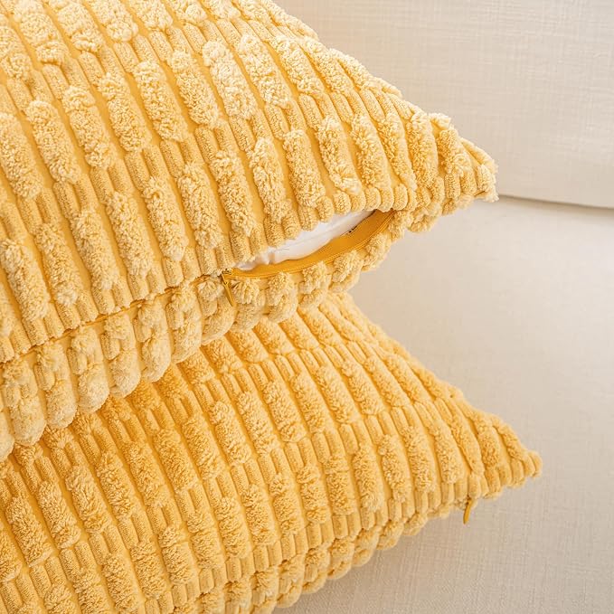 Fancy Homi 4 Packs Decorative Throw Pillow Covers for Living Room Couch Bed, Modern Farmhouse Boho Home Décor Accent Cushion Case, 20" x 12", Yellow Green Series