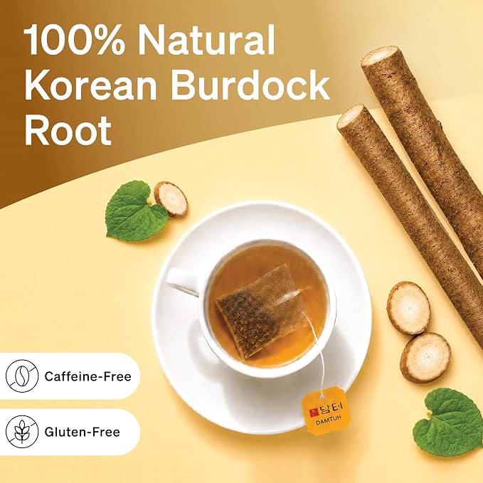 Damtuh Korean Burdock Root Tea – Herbal Wellness & Soothing Drink, Caffeine-Free – 100 Tea Bags (1.5g each)