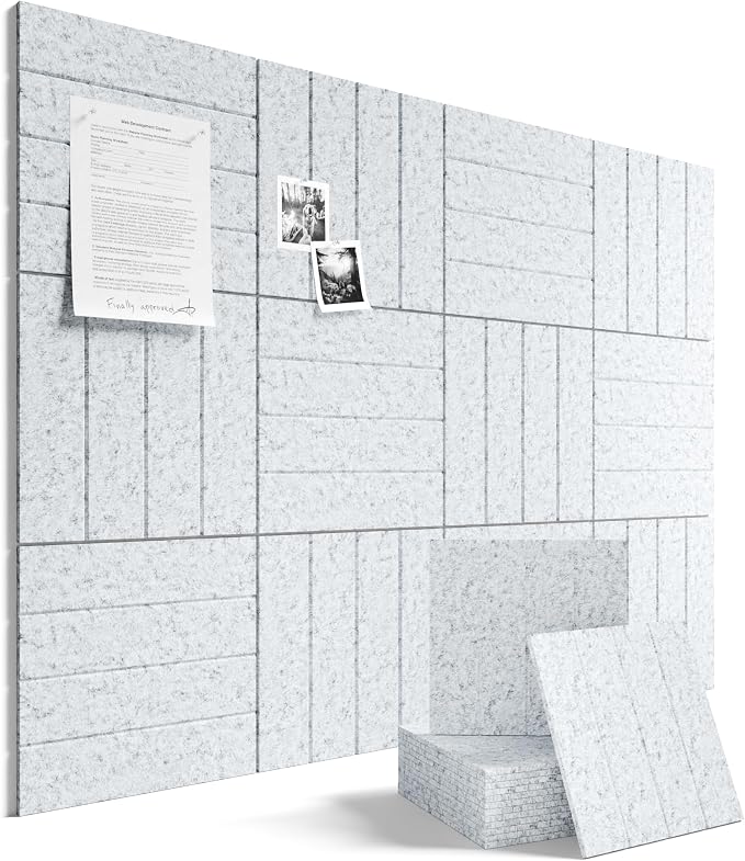 Fluxynara 48" x 36" Large Felt Bulletin Board, Light Gray | 12 Pack Cork Board Alternative with 60 Safe Adhesive Tabs, Pin Boards for Wall Decor, Home, Office, Classroom,Dorm