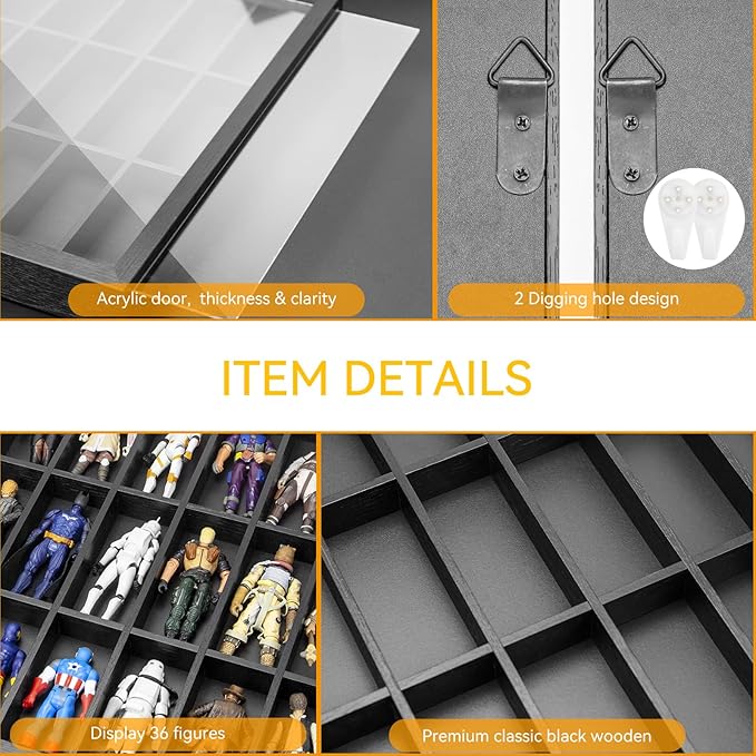 3.75 inch Figure Collectors Showcase, Display Frame Case for Action Figures, Dustproof Cabinet Box for Collectibles, Compatible with Star was/ Gi Jeo Classified Series, 24.61" X 1.65" X 13.98"