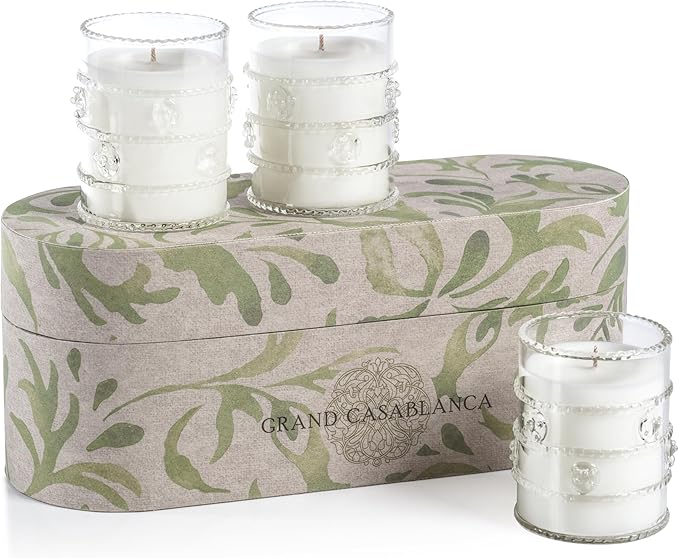 Zodax Grand Casablanca Glass Jar Scented Candle for Home Decor - Single-Wick Candle Ideal for Kitchen and Bathroom - Makes a Great Gift for Women and Men - Water Lotus- 2.82 Oz. - 3 Pack