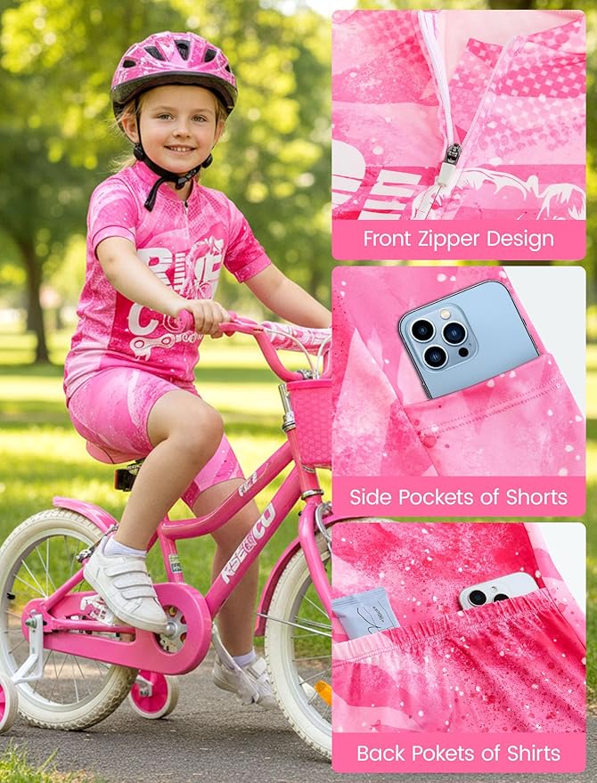 Gogokids Boys Cycling Jersey Set 3D Padded Bike Suit Kids Road Mountain Riding Shorts Bicycle Sportswear for 7-14Y