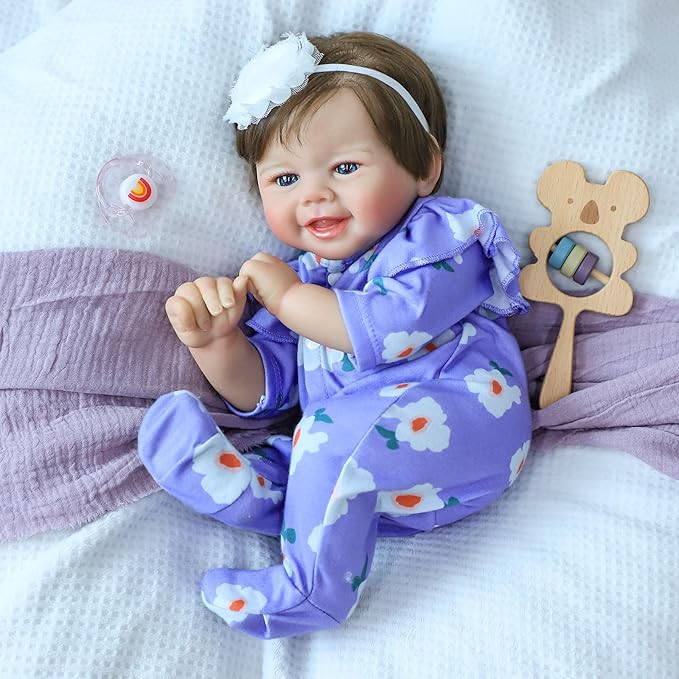SCOM Realistic Reborn Baby Dolls, 20 Inch Real Baby Feeling Realistic-Newborn Dolls Adorable Smiling Real Life Baby Dolls with Gift Box for Kids Age 3