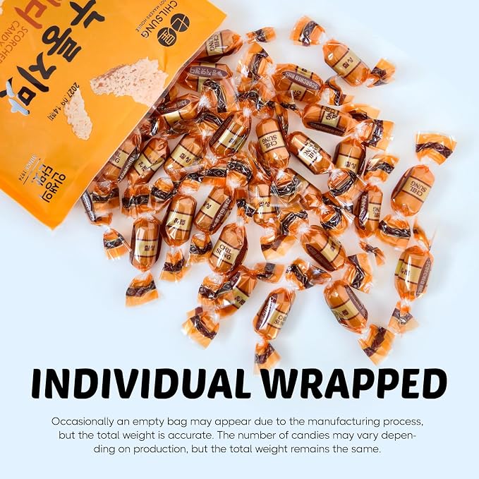 COELO Nurungji Candy 9.87oz (280g) | Savory & Nutty Sweet Flavor Korean Hard Candy | Office Pantry Travel Camping Party | Sharable Size On-The-Go K-Food Individually Wrapped Korean Snack 누룽지 캔디
