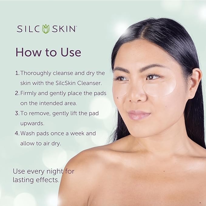 Silc Skin Silicone Eye Pads Reusable Overnight Eye Patches, Medical Grade Silicone For Fine Lines And Puffiness, 20 Day Supply