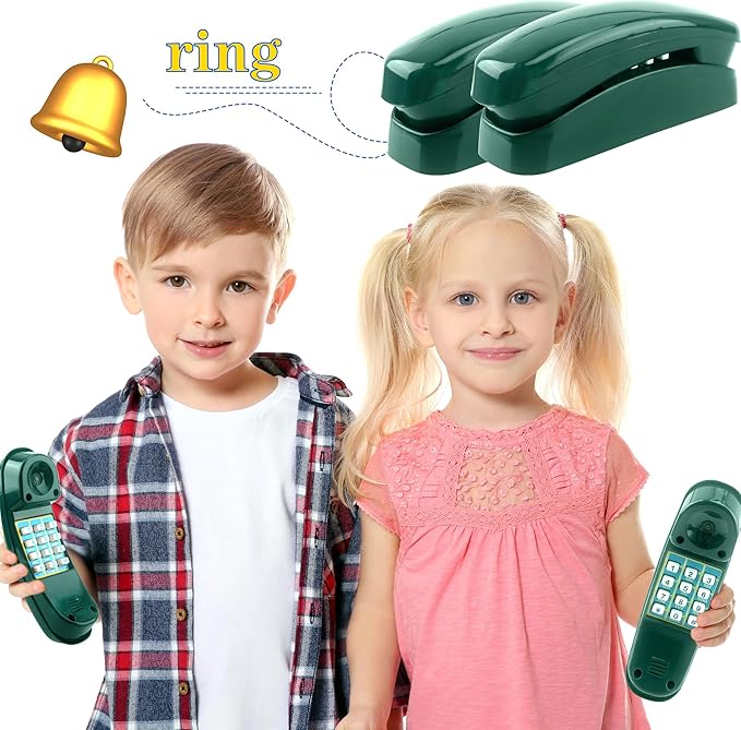 2 Pack Swingset Phone Toys Playground Swing Set Telephone Plastic Pretend Play Telephone with Numeric Key for Kids Outdoor Playground Treehouse Accessories (Green)