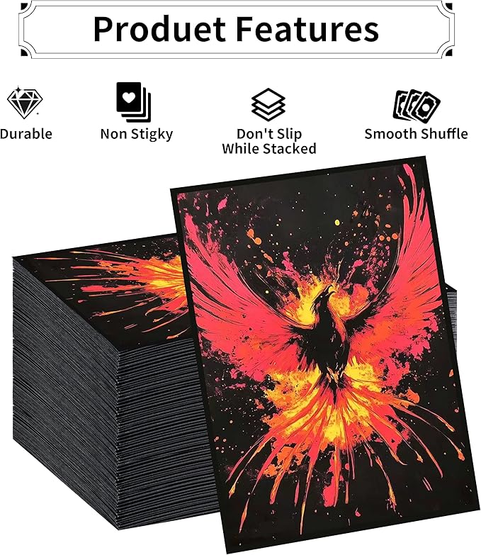MTG Card Sleeves, Ultra Clear Front & Matte Finish Back, 100 Count Standard Size Matte Art Sleeve for Magic The Gathering (Phoenix)