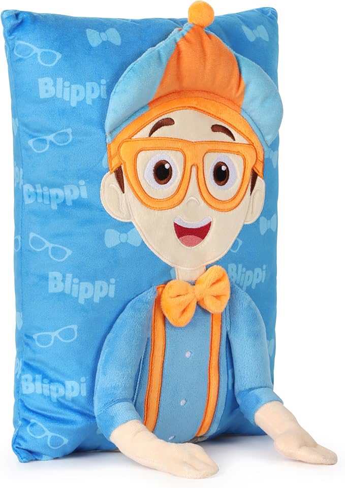 Jay Franco Snuggle Pillow – 15 Inch Kids Ultra-Soft Stuffed Plushie & Cozy Throw Pillow, Official Licensed Character Cushion, Blue - Blippi
