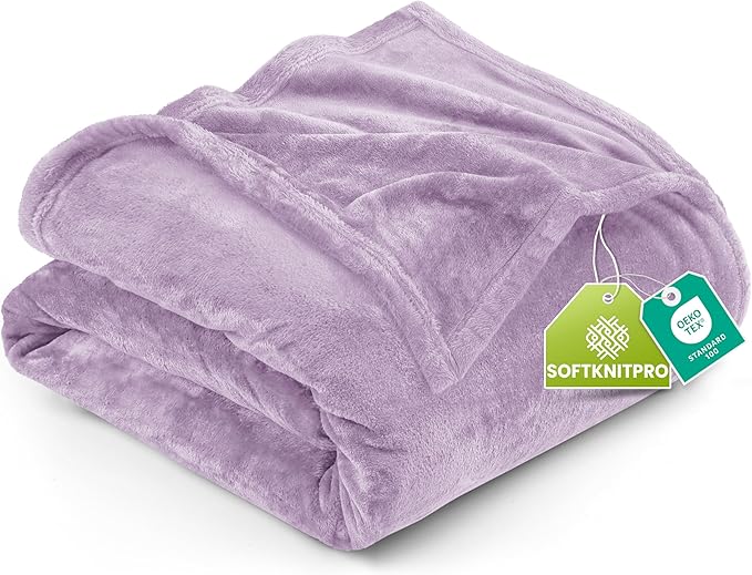 Utopia Bedding Ultra Soft Fleece Bed Blanket Queen Size Lilac (90x90 Inch) | Microfiber Plush Warm Lightweight Breathable Cozy Blanket Anti-Static, All Season Use, Gift for Women and Men