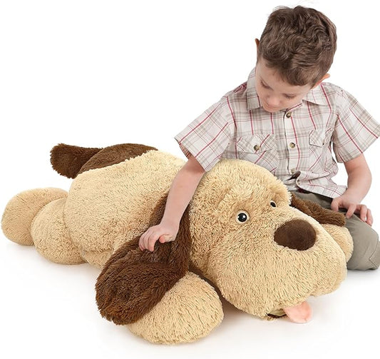 MorisMos Giant Dog Stuffed Animals, 40inch Large Stuffed Dog Plush, Big Puppy Throw Pillow Gifts for Kids, Boys, Girls, Brown