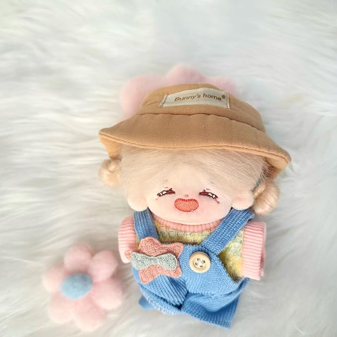 CALEMBOU Plush Doll Clothes, Cute Plush Dolll Clothes Suit for 10cm Kimmon Mimon, Kawaii 6 Inches Doll Clothes Accessories Set for Birthday Gifts (Colorful T-Shirt Set)