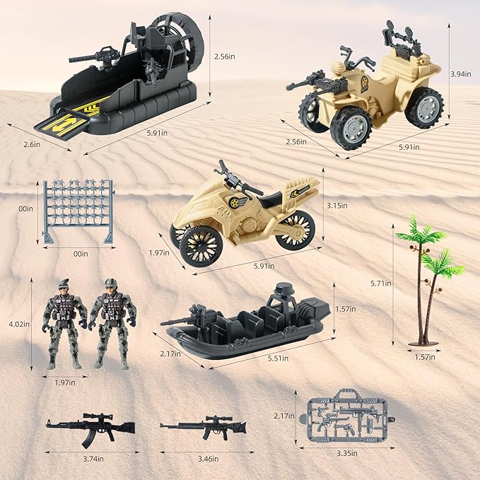 Military Soldier Men Action Figures, 11PCS US Army Soldier Plastic Figure Set Military Base Playset Vehicles Play Combat Toys, Army Toy Set for Kids Boys Age 3 4 5 6+