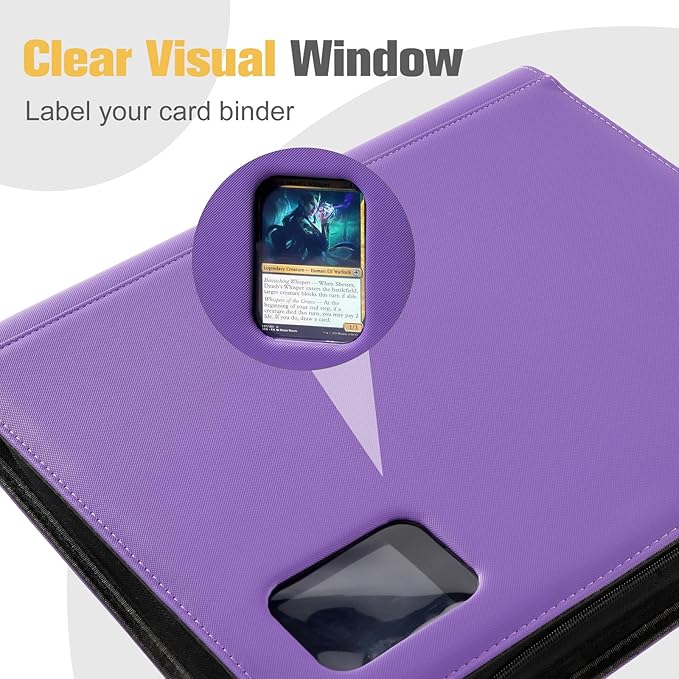ProCase Top Loader Binder, 9 Pocket Holds 324 Toploaders, Waterproof PU Leather with Non-PVC Pockets for Trading Cards or Sports Cards, Compatible with TCG, MTG in 3"x4" Toploader -Purple