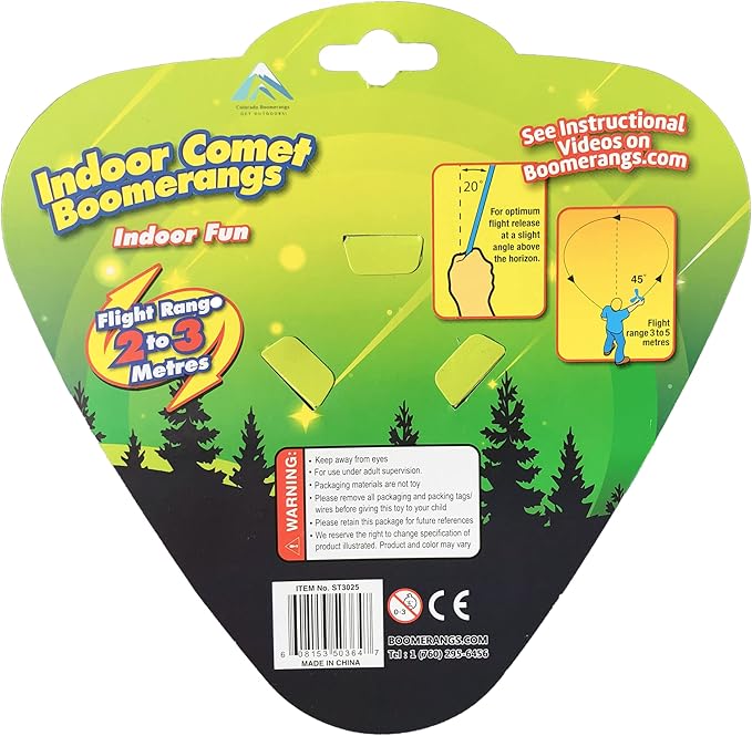 Comet and Meteor Boomerang 2 Pack - Comes with One Outdoor Meteor and One Indoor Comet Boomerang