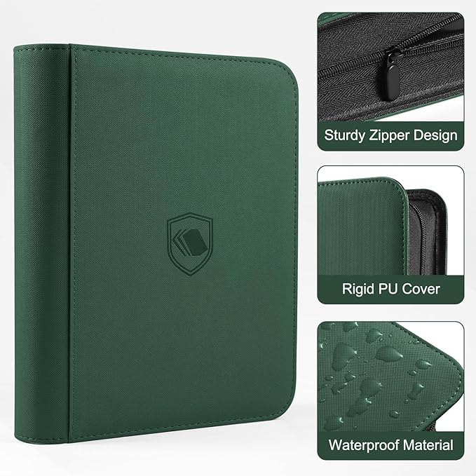 Toploader Binder, Holds 360 Toploaders, 100 Toploaders INCLUDED, 9-Pocket PU Cover Top Loader Binder for 3" x 4" Rigid Toploader, Ringless Double-Sided Toploader Card Binder for TCG, Sport Cards