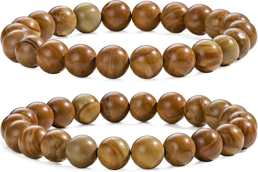 Bivei Natural Gemstone Semi Precious Healing Crystals Handmade Stretchy Round Beads Bracelet,Stocking Stuffers for Women Enhance Positive Energy