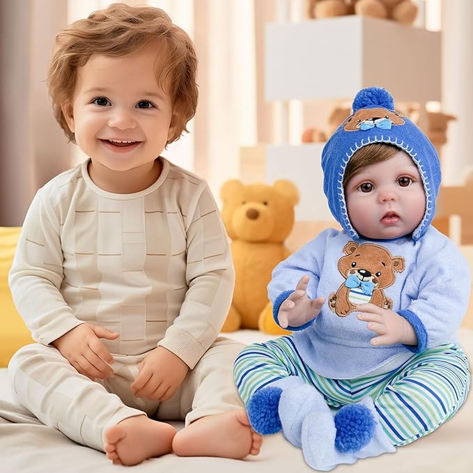 Milidool 22-Inch Reborn Baby Boy Doll with Accessories - Realistic Newborn Silicone Boy Doll for Age 3+, Birthday Gift