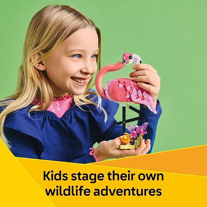 LEGO Creator 3 in 1 Wild Animals: Pink Flamingo Animal Building Toy - Playset with 3 Build Options, Pink Flamingo, Cockatoo, or Axolotl - Learning Toy for Kids, Ages 8+- 31170