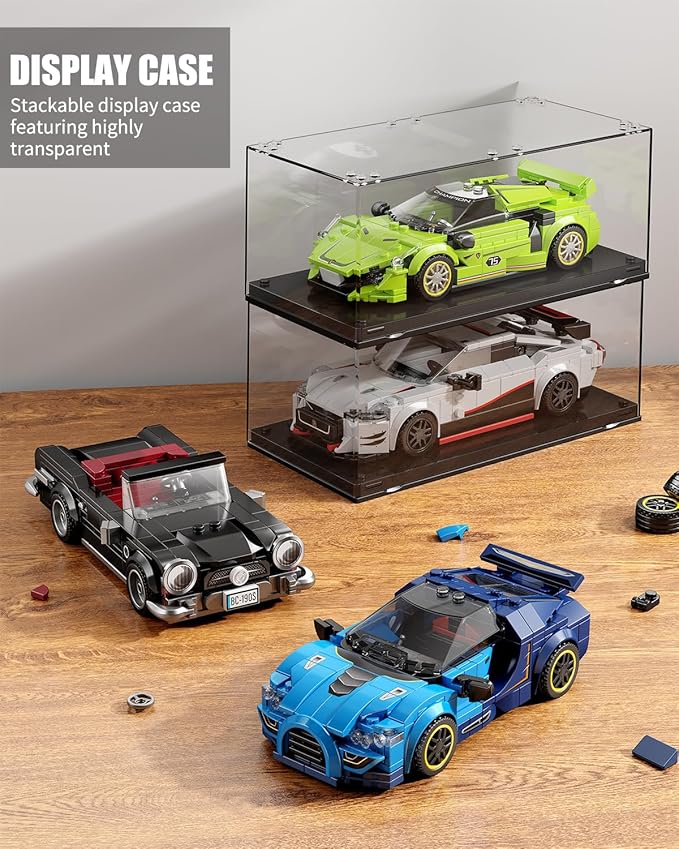 TGL TYCOLE Super Sports Car Building Block Set with Display Case,Speed Race Car Building Kits Construction Toy,Collectible Car Model,Christmas Birthday Gift for Adults and Kids 6 and up(338pcs)