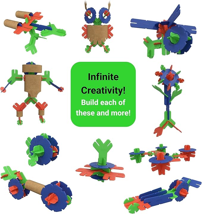 YOX Creative Building Toys Classroom Kit - 152-Piece Made in The USA Educational STEM Toys for Kids Ages 4-10+ Boys and Girls Ages 4 5 6 7 8 9 10 Creative Construction Classroom Essentials