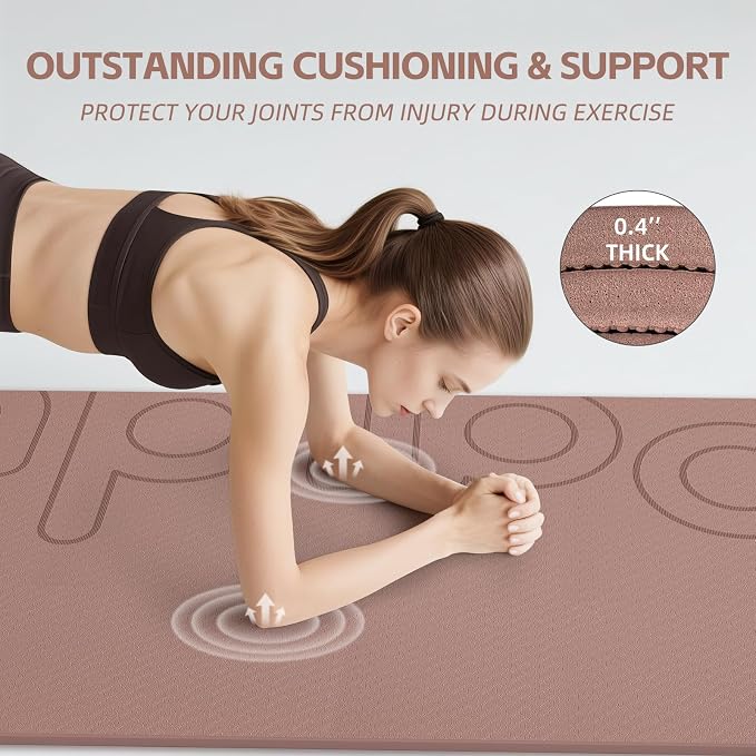 PAIDU Large Yoga Mat, 72" x 36" x 2/5"（10MM） Thick Non-Slip Exercise Mat, SGS-Certified POE Material, Ideal for Home Gym, Yoga, Pilates, Fitness Workouts & Floor Mat