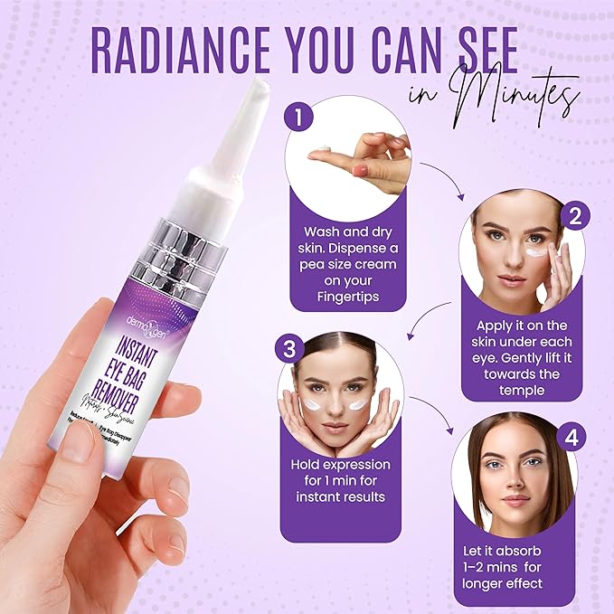 Instant Under Eye Bag Remover Cream - Dark Circles Under Eye Treatment Cream for Wrinkles & Puffiness - Advanced Anti-Aging Formula for Women - Quick Solution for Tired & Dull Skin - 0.21 OZ