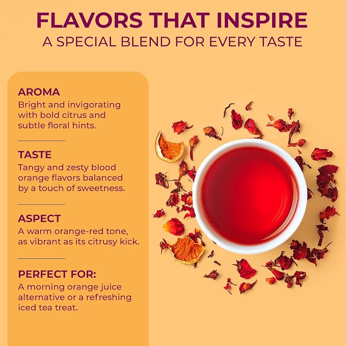 Katy’s Blood Orange Loose Tea - Hibiscus, Orange & Rose Hips - Loose Leaf Herbal Tea, Caffeine-Free, Sugar-Free - Hot or Iced Tea - 30+ Cups