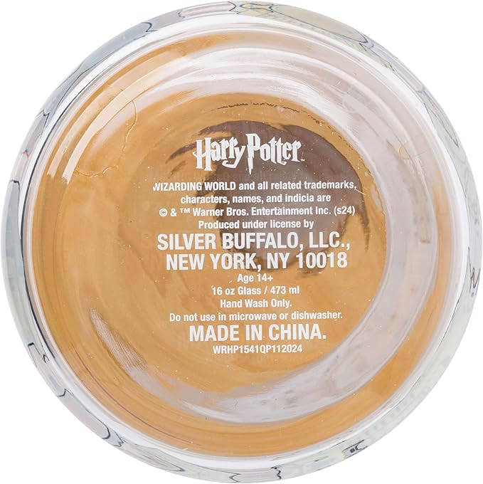 Silver Buffalo Harry Potter Hogwarts Platform 9 3/4 Gryffindor Hedwig Glass Jar Tumbler with Bamboo Lid and Glass Straw, 16 Ounces
