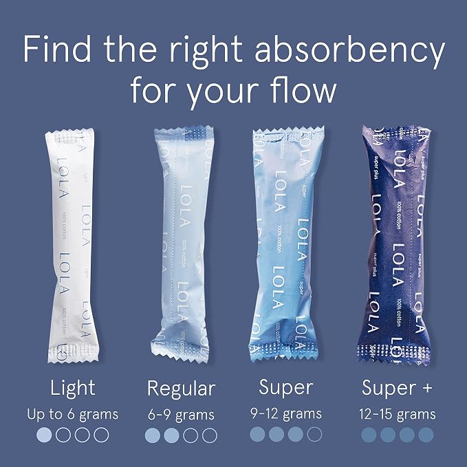 LOLA 100% Organic Cotton Tampons, 8 Count - Super Non-Toxic Tampons, Period Feminine Hygiene Products, HSA FSA Approved Products Feminine Care