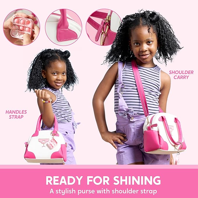 SYNCFUN Play Purse Set for Little Girls, 27 PCS Princess Toy Set with Handbags, Makeup, Phone, Wallet, Jewelry, Lipstick & Keys, for Girls 3 4 5 6 Years Old Toddlers Kids