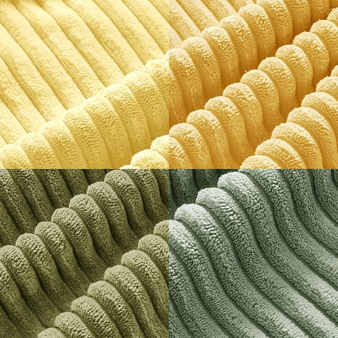 MIULEE Soft Corduroy Decorative Throw Pillow Covers Yellow Green 20x20 | Set of 4, Mordern Nordic Decor, Lime Lemon Green Set, Boho Farmhouse Cushion Covers for Couch Bed Sofa Living Room