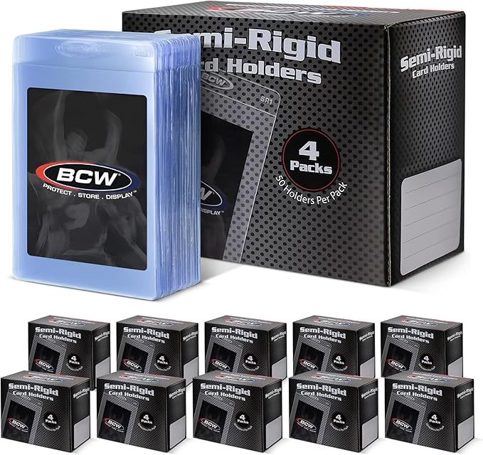 BCW Semi Rigid Card Holder #1 | 2000 Pack | Semi Rigid Card Sleeves for Grading Submissions | Protective Holders for Sports & Trading Cards