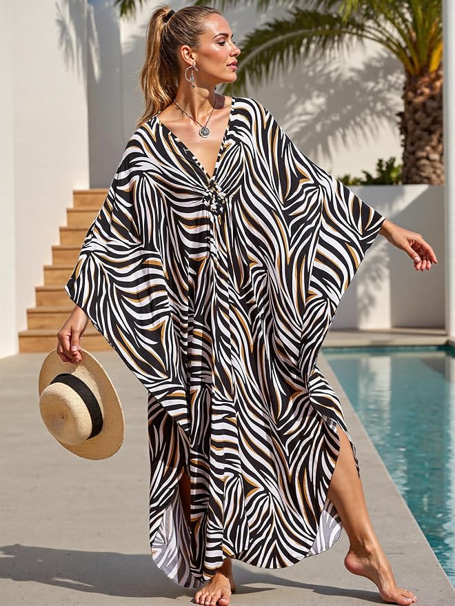 Mumu Dresses for Women Plus Size, Bohemian Kaftan Beach Cover Up Long Maxi Nightgown Soft Loungewear