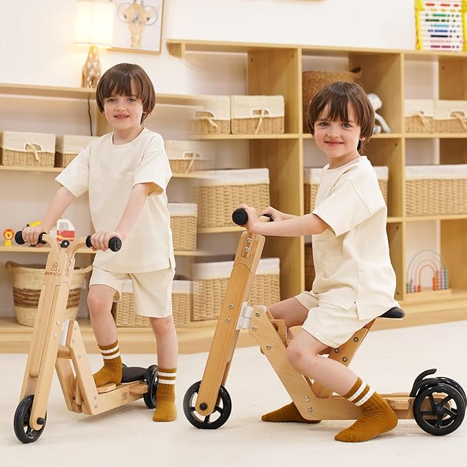 Avenlur Juneberry 2-in-1 Wooden Scooter & Ride-On Toy – Toddler Balance Bike & Scoot Toy for 2yr–5yr | Hape Scoot Bike Style, Best Gift for Boys & Girls Age-Appropriate Toys | Indoor Ride-On