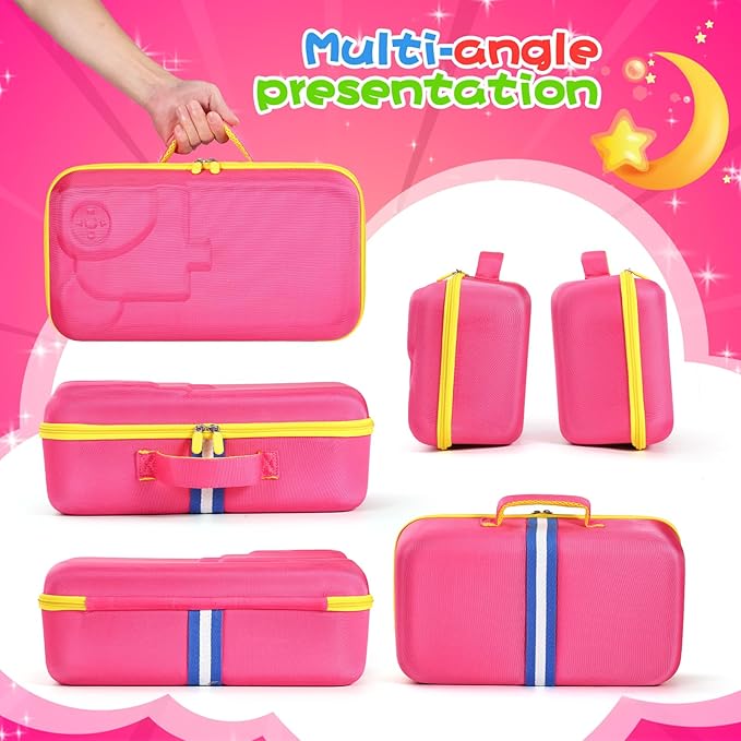 Hard Travel Case Compatible with Little Tikes for Story Dream Machine Books Starter Set, Protective Storage Case Container for Storytime Audio Play Real for Littles Character Collection (Pink, Large)