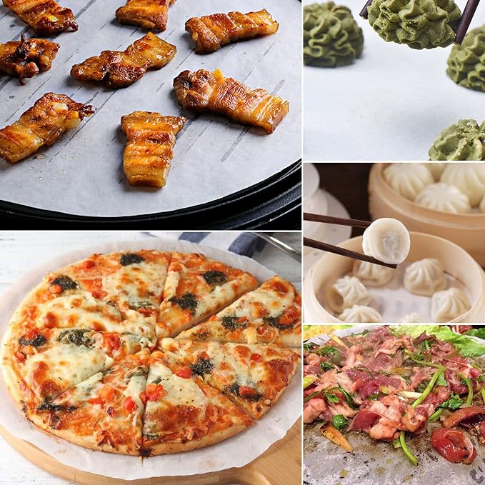 Parchment Paper Rounds, 100Pcs 10 Inch Indoor Korean BBQ Grill Paper Dutch Oven Liners Non Stick Round BBQ Paper Baking Sheets for Cake Pan Air Fryer Steamer Pizza