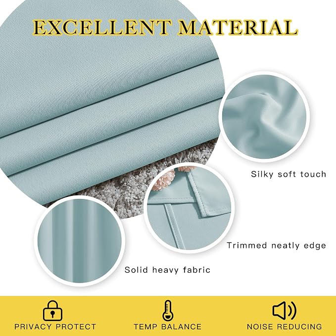 NICETOWN Room Darkening Curtains for Living Room 84 inches Long - Sky Blue Grommet Room Darkening Window Treatments Sound Reducing Drapes for Bedroom, 2 Panels, W52 x L84