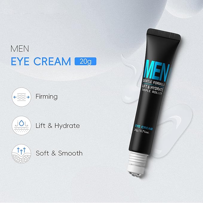 Men's Lift & Hydrate Triple Roller Eye Cream, Multi-Effect Correxion Eye Cream, Gentle Formula, Improve Dark Circles Eye Bags Under Eye Cream for Fine Wrinkles & Puffiness Treatment