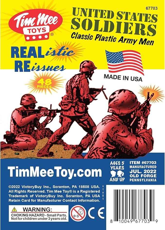TimMee Plastic Army Men - Red 48pc Toy Soldier Figures - Made in USA