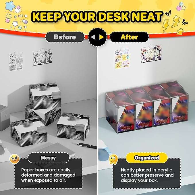 PKMN Booster Box Acrylic Case, 5MM Acrylic Display Case, Clear Ultra Boxes for Display Compatible with PKMN Booster Boxes, Dustproof and Waterproof Display Box