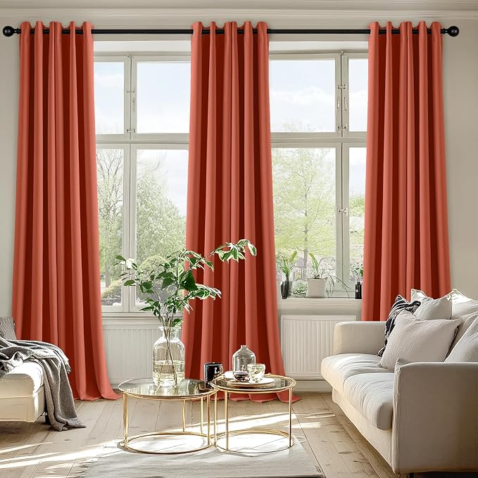 MIULEE Fall Blackout Curtains for Bedroom 2 Panel 40"x90" Long Burnt Orange | Thermal Insulated, Living Room Darkening Grommet Drapes, Noise Reducing, Light Blocking Window Treatments