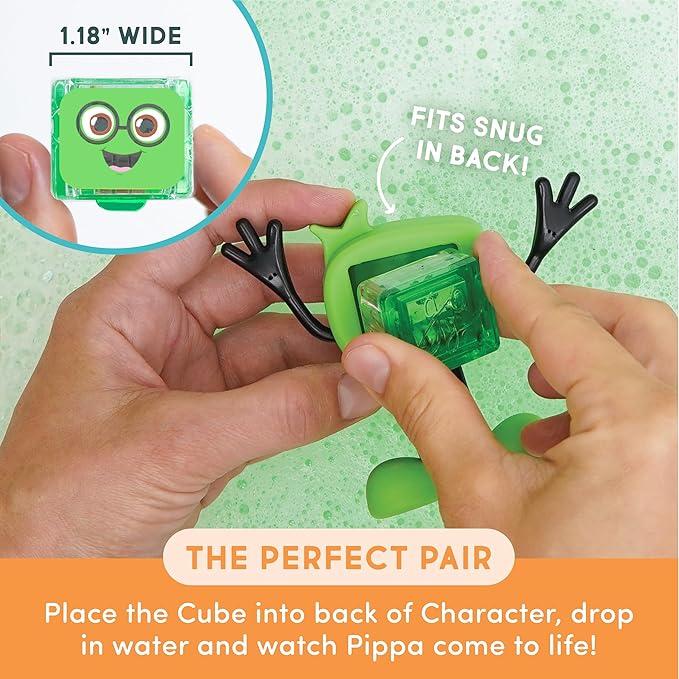 New Glo Pals Pippa Water-Activated Bath Toy with 6 Reusable Light-Up Cubes for Sensory Play - Valentine Day Gift