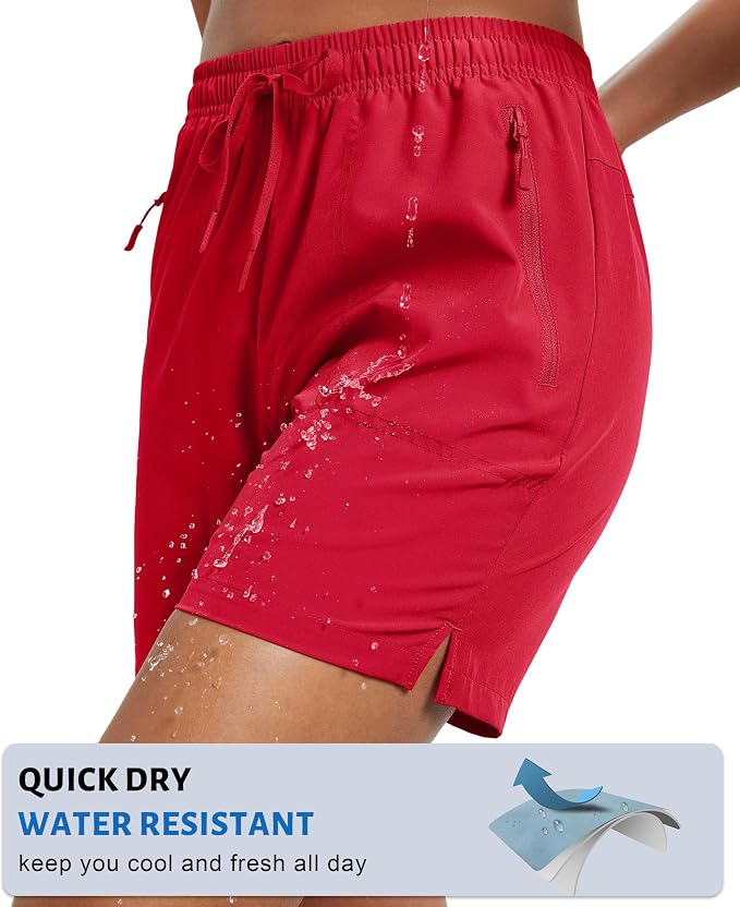 MAGCOMSEN Women's 5" Hiking Shorts UPF 50+ Quick Dry Lightweight Athletic Running Golf Summer Casual Shorts with Pockets