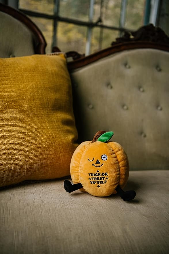 Pumpkin Plushie - Trick or Treat Yo' Self Cute Pumpkin Plush, Sassy Food Plush Toy for Gifting