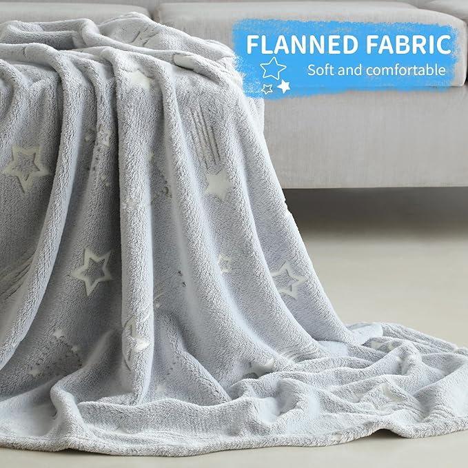 Glow in The Dark Blanket Stars Gifts for Girls Boys,Soft Blanket 3 4 5 6 7 8 9 10 Year Old Kids Gifts,Toddler Girls Toys Age 6-8,Gifts for Kids for Valentine's Day Birthday Presents,50"x60"
